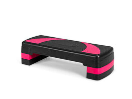 Costway 31'' Aerobic Exercise Stepper Cardio Trainer W/Riser Adjustable Height 4''- 6''- 8'' - Black+Pink