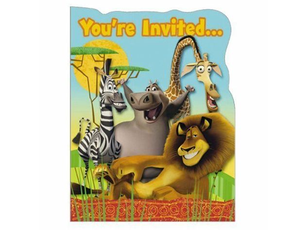 Madagascar Pack of 8 Invitations