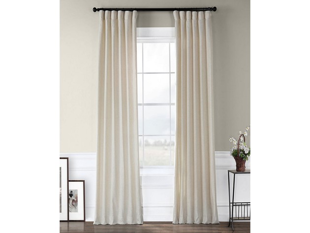 Exclusive Fabrics and Furnishings Heavy Curtain Panel, Woven from Sturdy Polyester, 50 Inch By 108 Inch, Light Beige