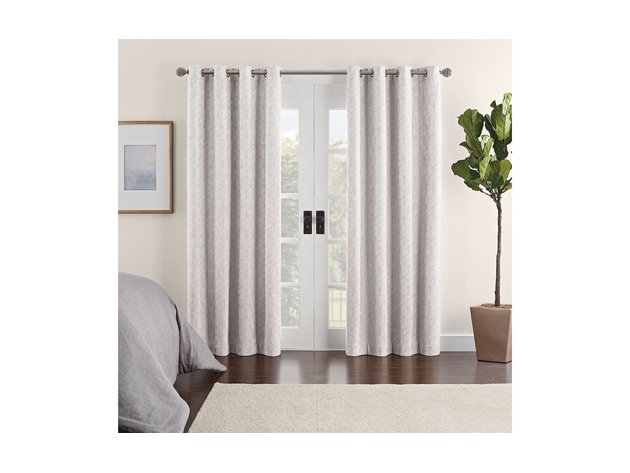 Eclipse Ambiance Geo Draft Stopper Energy Saving 100% Blackout Grommet-Top 50 Inches x 95 Inches Single Curtain Panel, Taupe