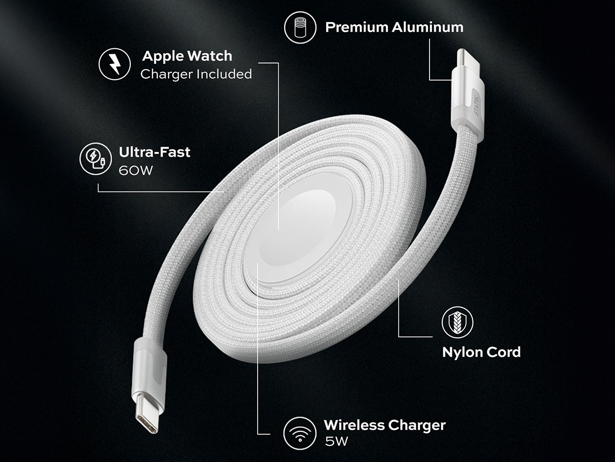 MagStack™ Duo Apple Watch Charger + 60W USB-C Cable (4-Pack)