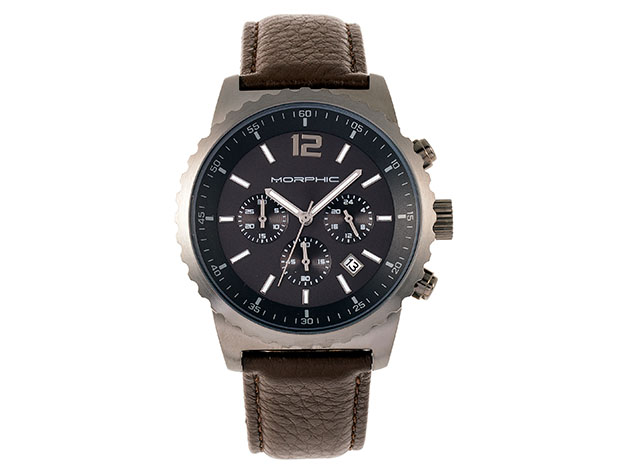 Morphic M67 Chronograph Leather Watch (Gunmetal/Brown)