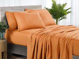 Bamboo 2000 Count 6-Piece Sheet Set with SnugGrip (Orange/King)