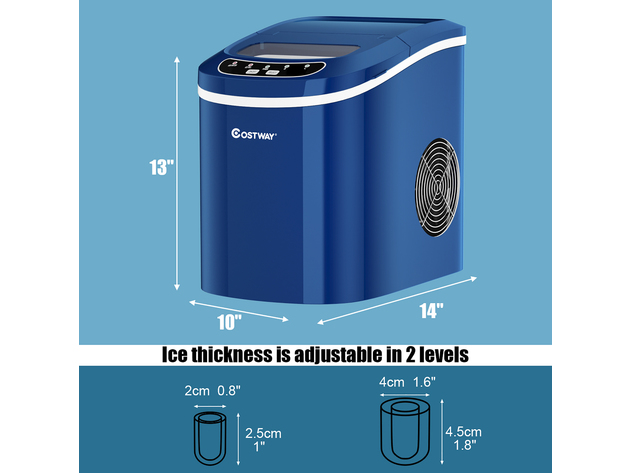 Costway Portable Compact Electric Ice Maker Machine Mini Cube 26lb/Day ABS - Navy