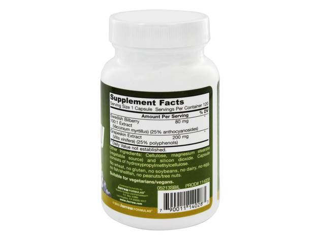 Jarrow Formulas - Bilberry + Grapeskin Polyphenols 280 mg. - 120 Vegetarian Capsules