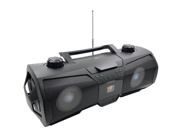 Sylvania SRCD1075BT Bluetooth&#0174; Portable CD Radio Boombox with LED Lighting