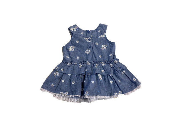Calvin Klein Baby Girls Floral-Print Denim Tunic Blue Size 24 Months