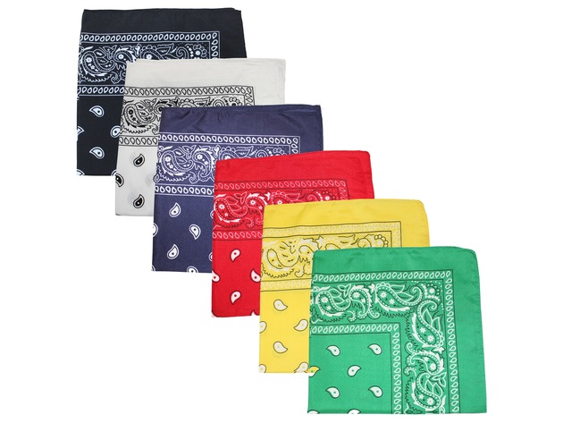 Set of 120 Mechaly Unisex Paisley Polyester Bandanas - Bulk Wholesale - Mixed Colors