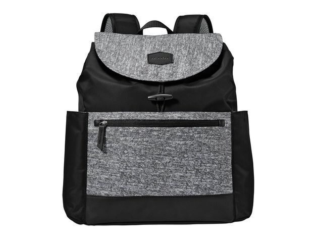 JJ Cole Mezona Cinch Top Backpack Diaper Bag with Secure Zip and 7 pockets, Black Asphalt