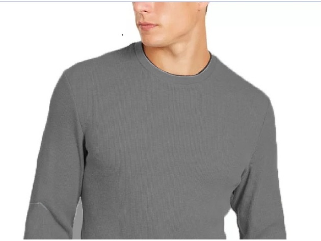 Club Room Men's Thermal Crewneck Shirt Gray Size Large