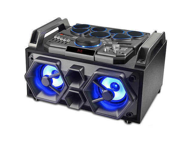 Sylvania SP770 Bluetooth Light Up Boombox with Drum Kit