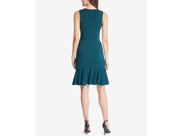 Vince Camuto Women's V-Neck Flounce Dress Green Size Medium