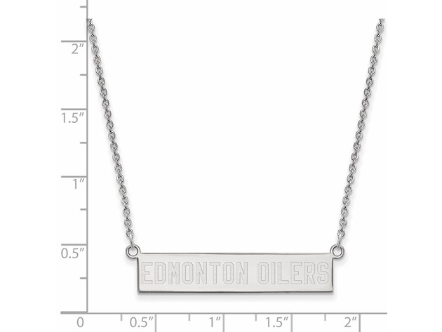 Sterling Silver NHL Edmonton Oilers SM Bar Necklace, 18 In