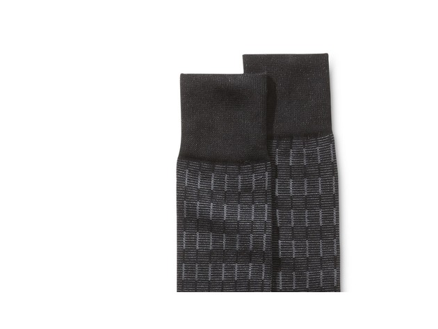 Perry Ellis Men's Textured Striped Dress Socks Black Size Regular