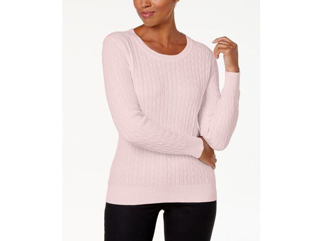 Karen Scott Women's Cable-Knit Crewneck Sweater Pink Size Extra Large