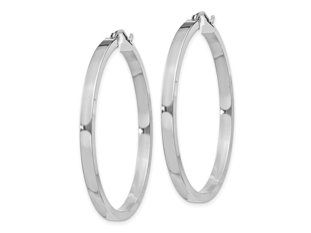 Large Diamond Cut Hoop Earrings in Sterling Silver 2 Inch (3.0mm)