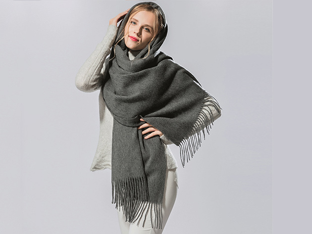 Lavisha Cashmere-Blend Shawl (Pewter Gray) | StackSocial