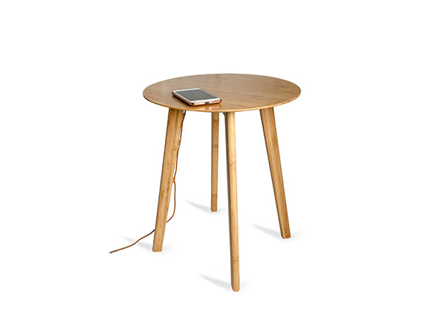 FurniQi Bamboo Wireless Charging Side Table