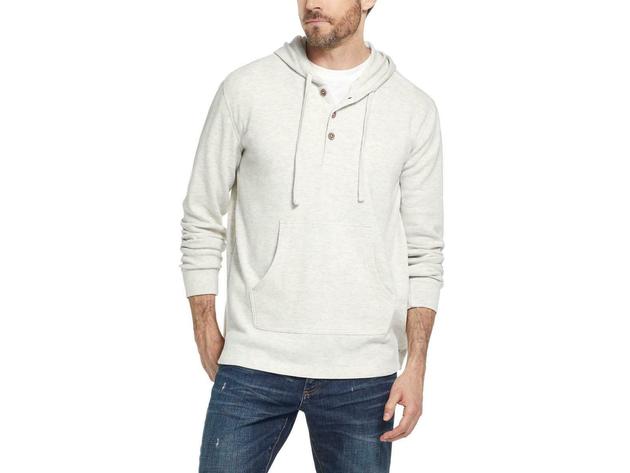 Weatherproof Men's extured Henley Hoodie Oatmeal Size Small