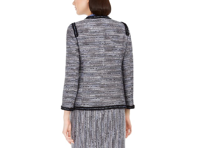 Anne Klein Women's Contrast-Trim Tweed Jacket Black Size 2