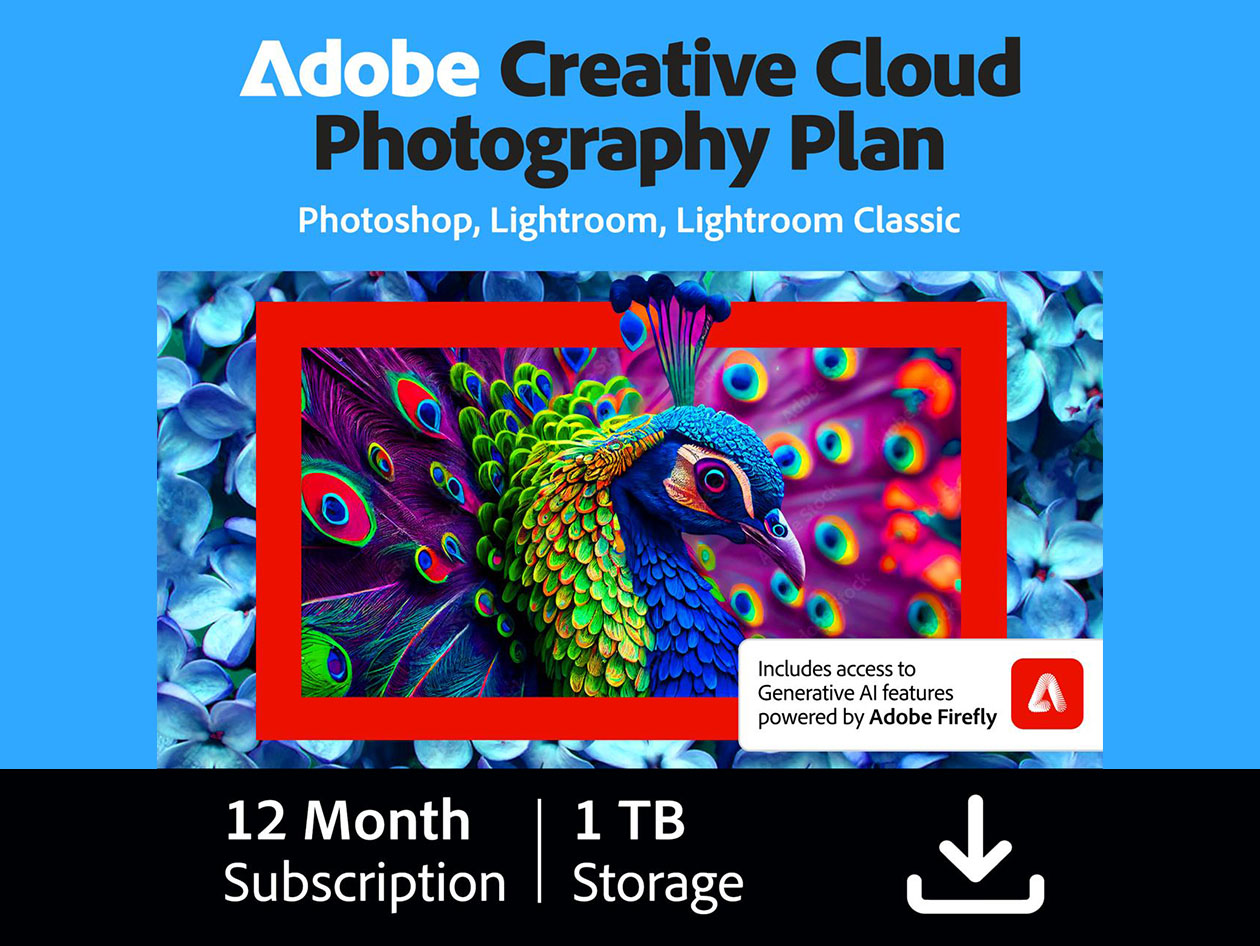 Adobe Creative Cloud Photography Plan 1TB (Photoshop + Lightroom) 12-Month Subscription [PC/Mac Online Code]