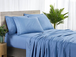 Bamboo 2000 Count 6-Piece Sheet Set with SnugGrip (Blue/Queen)