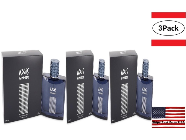3 Pack Axis Winner by Sense of Space Eau De Toilette Spray 3.4 oz for Men