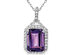 Large 5.00 Carat (ctw) Natural Emerald-Cut Amethyst Pendant Necklace in 10K White Gold with Chain