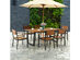 Costway 7 Piece Patio Dining Chair Table Set Acacia Wood Backyard W/Umbrella Hole