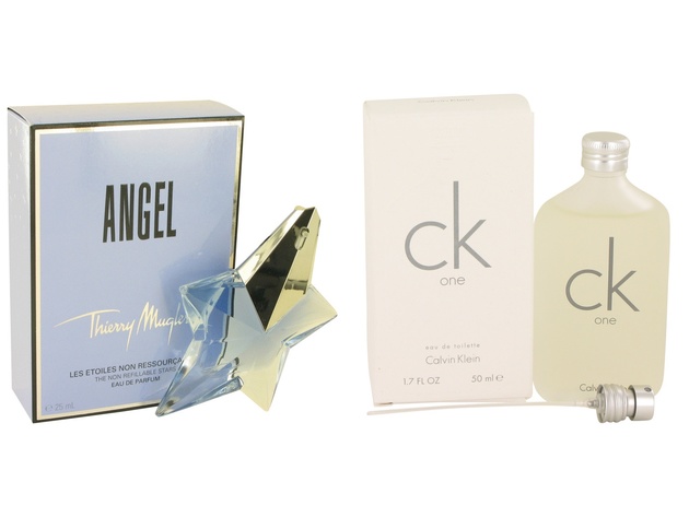 Gift set  ANGEL by Thierry Mugler Eau De Parfum Spray .8 oz And  CK ONE EDT Pour/Spray (Unisex) 1.7 oz