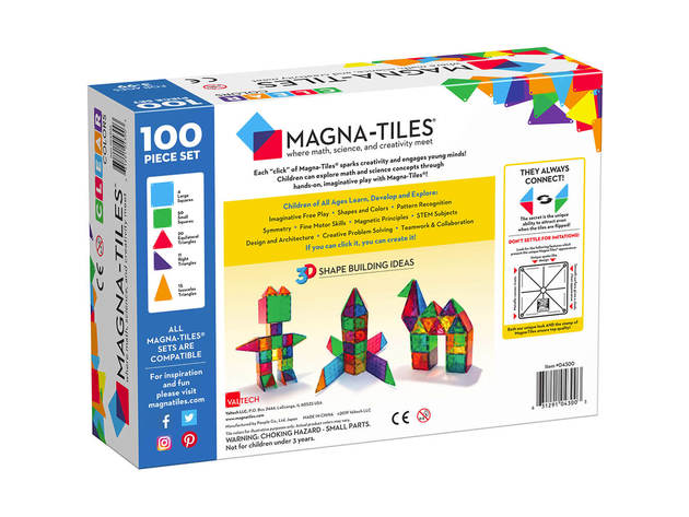 Magna-Tiles 04300 Clear Colors 100-Piece Set