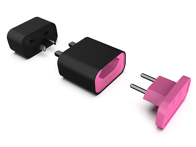 nomadplug™ US to World Travel Adapter (Magenta Pink)