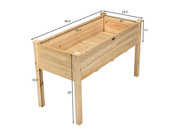 Costway Wooden Raised Vegetable Garden Bed Elevated Grow Vegetable