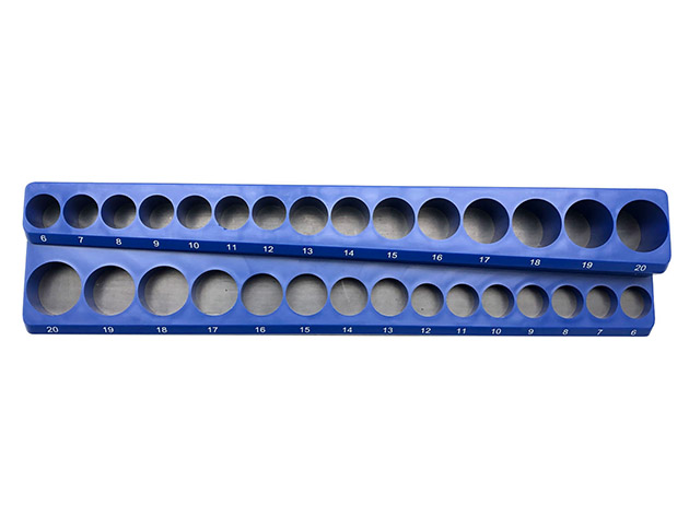Taj Tools Socket Holder (Blue/30-Hole, 3/8" Metric Magnetic)