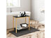 Costway Bamboo Side Table 2-Tier Sofa End Console Table w/ Storage Shelf Bedroom - Natural, Black