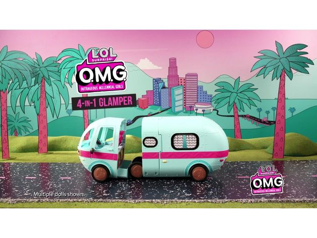 L.O.L. Surprise! O.M.G. 4-in-1 Glamper Fashion Camper Playset with 55+ Surprises, Blue (New Open Box)
