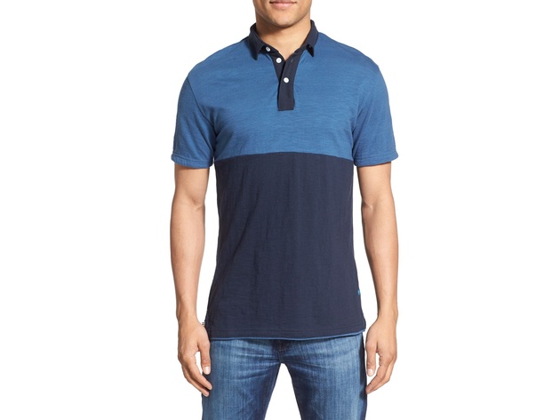 Descendant of Thieves Men's Color Block Polo Shirt with 3 Button-Placket, Size Small, Blue