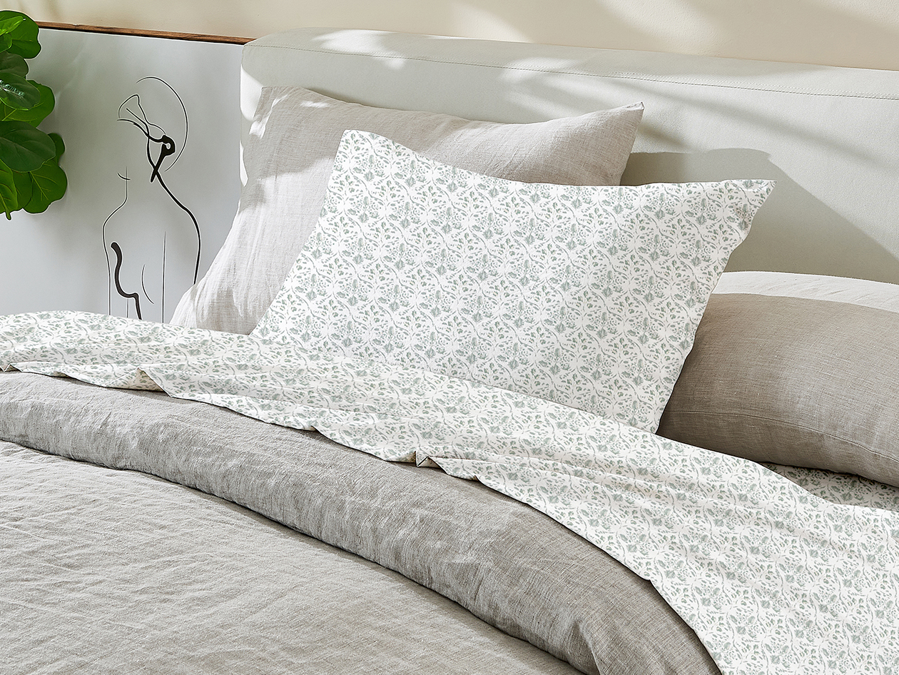 4-Piece Floral Print Microfiber Sheet Set (Green/Queen)