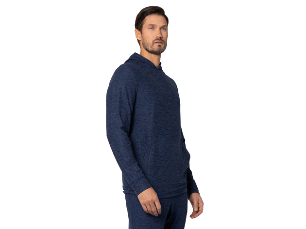 Men's Ultra-Soft Moss Jersey Long Sleeve Hoodie with Front Pockets - X-Large / Navy Heather