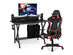 Goplus Gaming Computer Desk&Massage Gaming Chair Set w/Monitor Shelf Power Strip White\Blue\ Grey\Red - Black(Desk)+Red(Chair)