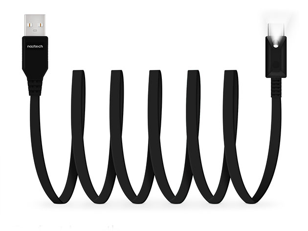 Naztech 6' LED USB-A to USB-C 2.0 Charge/Sync Cable (Black)