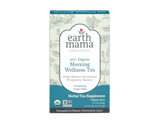 Earth Mama Organics Morning Wellness Tea for Occasional Morning Sickness Teabags, Caffeine Free, 16 Count