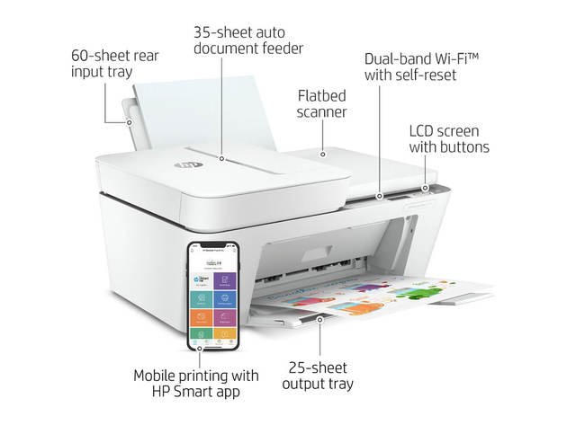 HP DJ4155 DeskJet Plus 4155 Wireless All-In-One Instant Ink-Ready Inkjet Printer - White