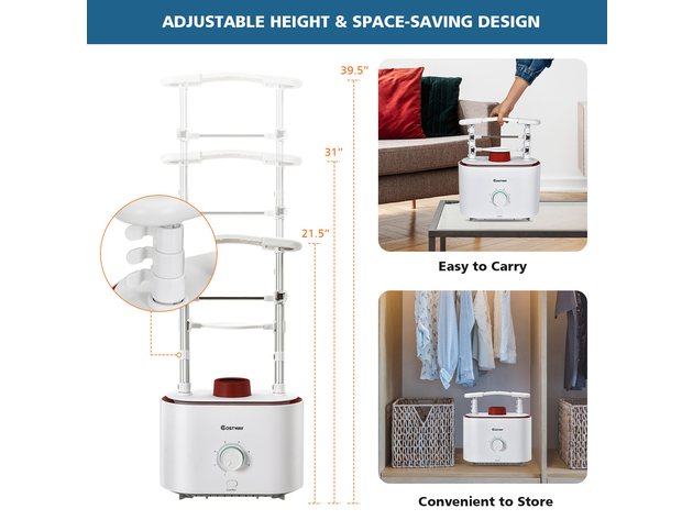 Costway Inflatable Drying & Ironing Machine 1050W Automatic Garment Steamer - White