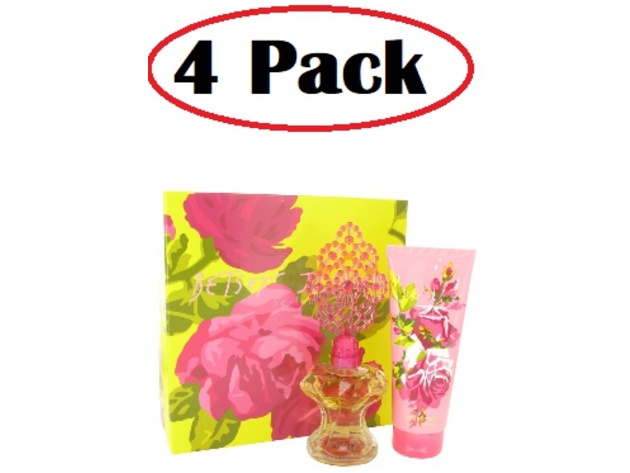 4 Pack of Betsey Johnson by Betsey Johnson Gift Set -- 3.4 oz Eau De Parfum Spray + 6.7 oz Body Lotion