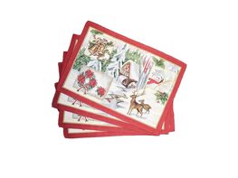 Homvare Table Placemats, Holiday Dinner, Parties, Home Décor, Woven Tapestry 13”X19”-Set of 4 - Red
