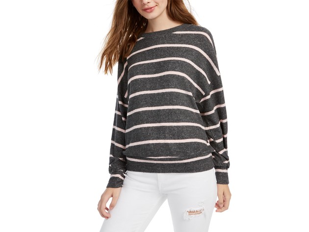 Gypsies & Moondust Juniors' Cozy Striped Dolman-Sleeve Top Brown Size Large