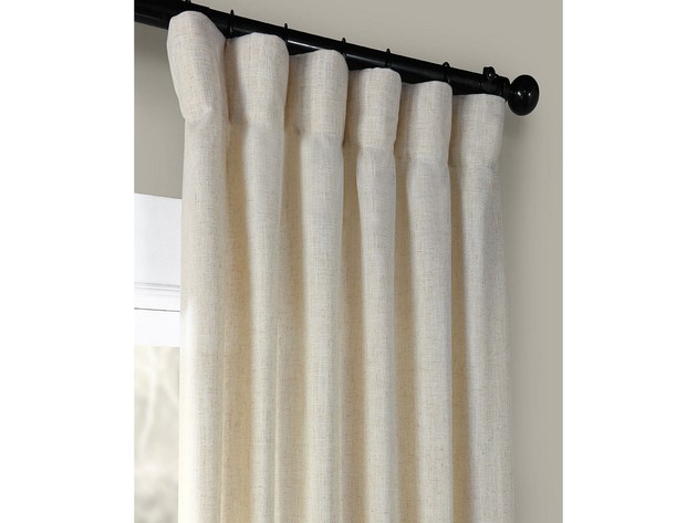 Exclusive Fabrics and Furnishings Heavy Curtain Panel, Woven from Sturdy Polyester, 50 Inch By 108 Inch, Light Beige