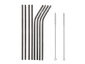Stainless Steel Straws 8 Pack with 2 Cleaning Rods-Black