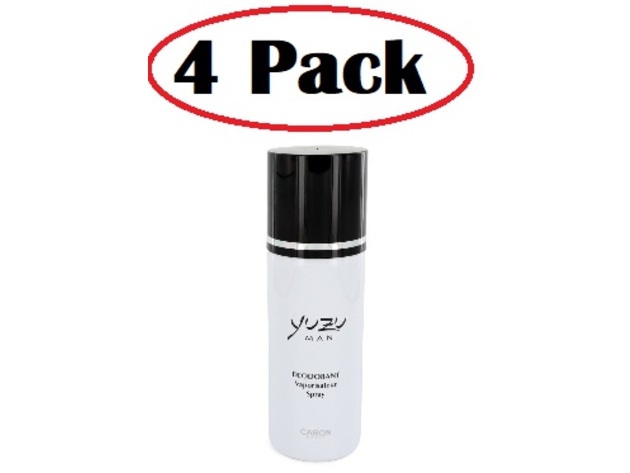 4 Pack of Yuzu Man by Caron Deodorant Spray 6.7 oz